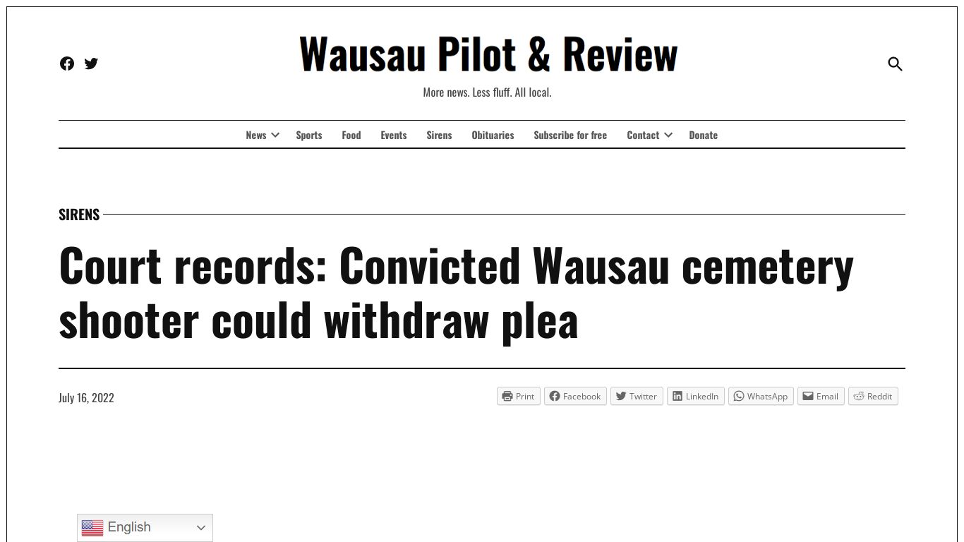 Court records: Convicted Wausau cemetery shooter could withdraw plea